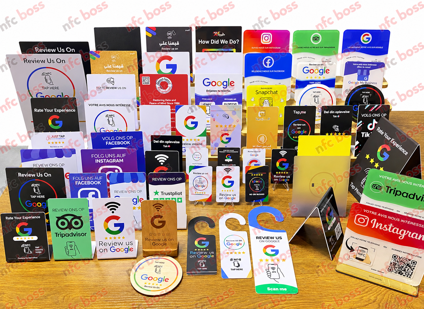 A collection of NFC review and social media cards