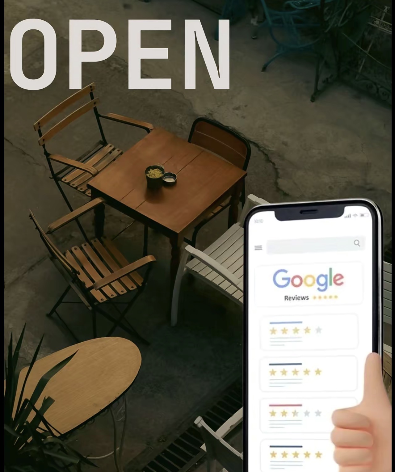 A phone opening Google reviews